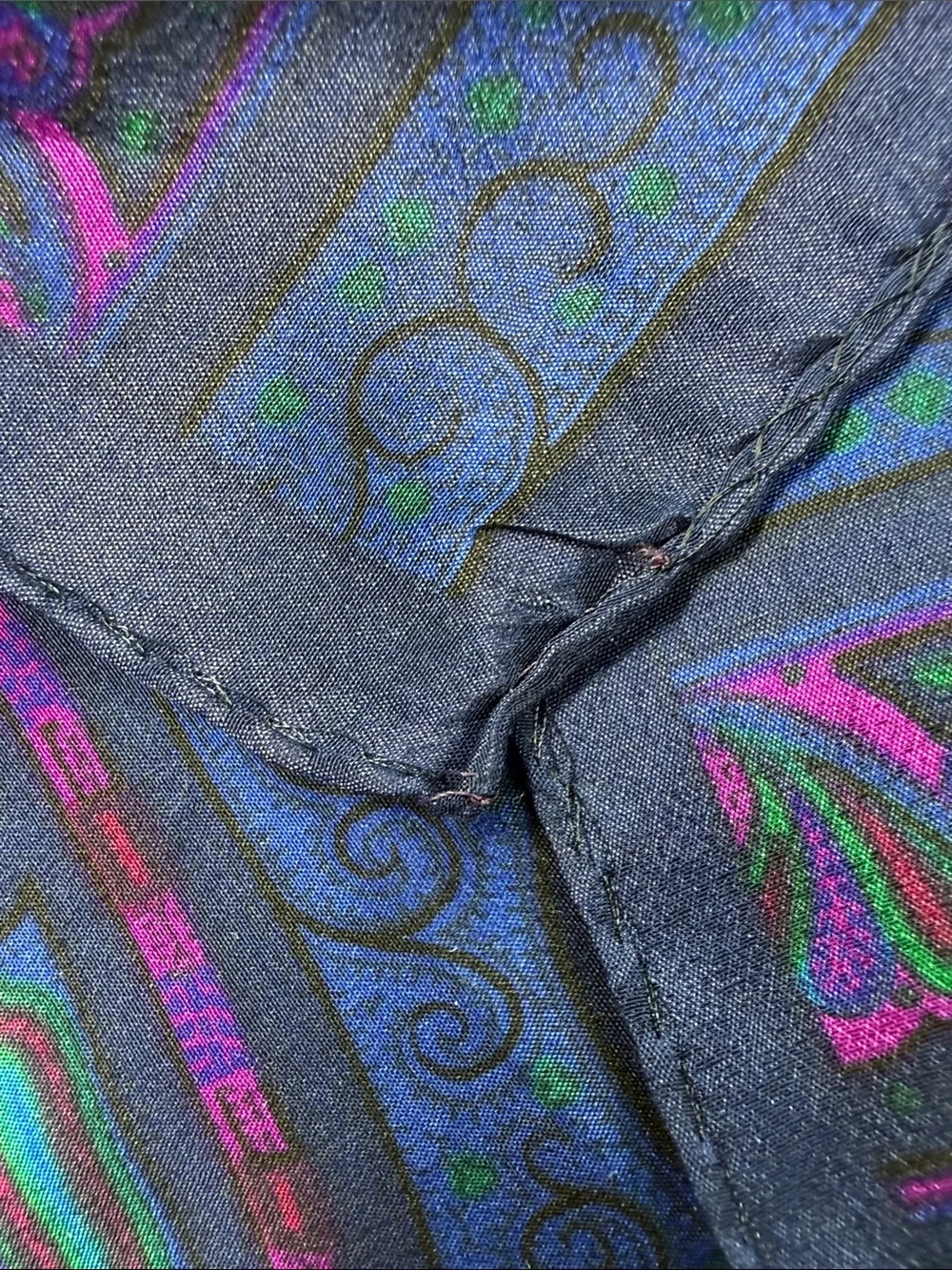 Paisley, print silk scarf, navy blue, royal blue, pink and red